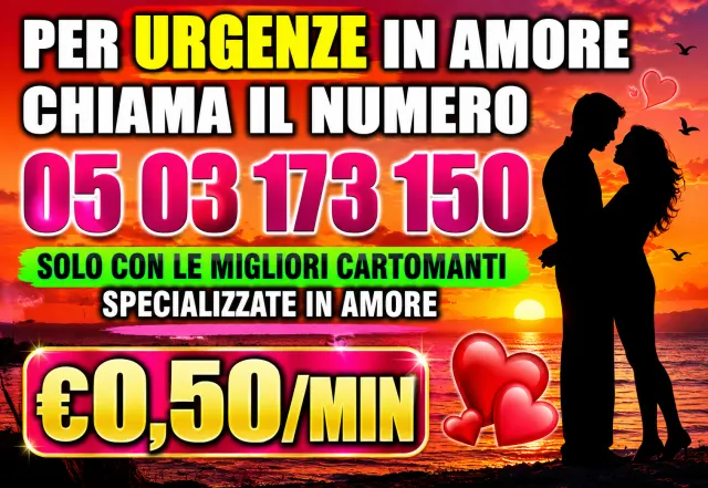 Per urgenze in amore chiama lo 05 03 173 150: solo cartomanti specializzate in amore, 0,50 € al minuto